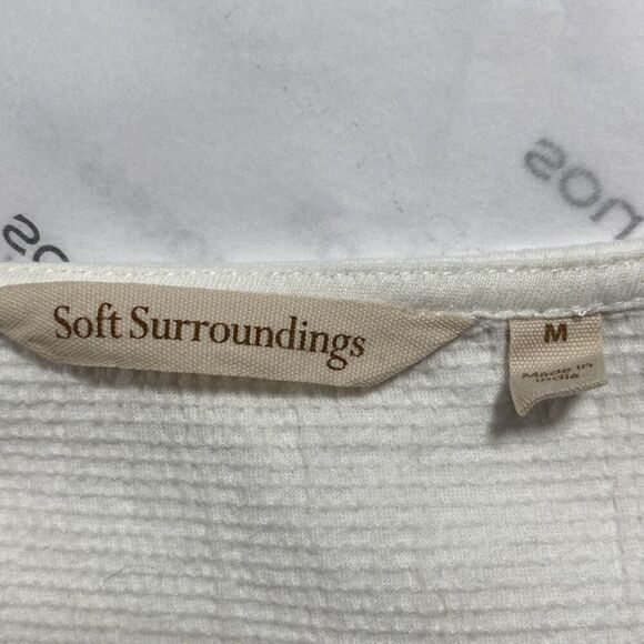 Soft Surroundings Canary Island Embroidered Tunic Top White Multi Size‎ M - Picture 12 of 14